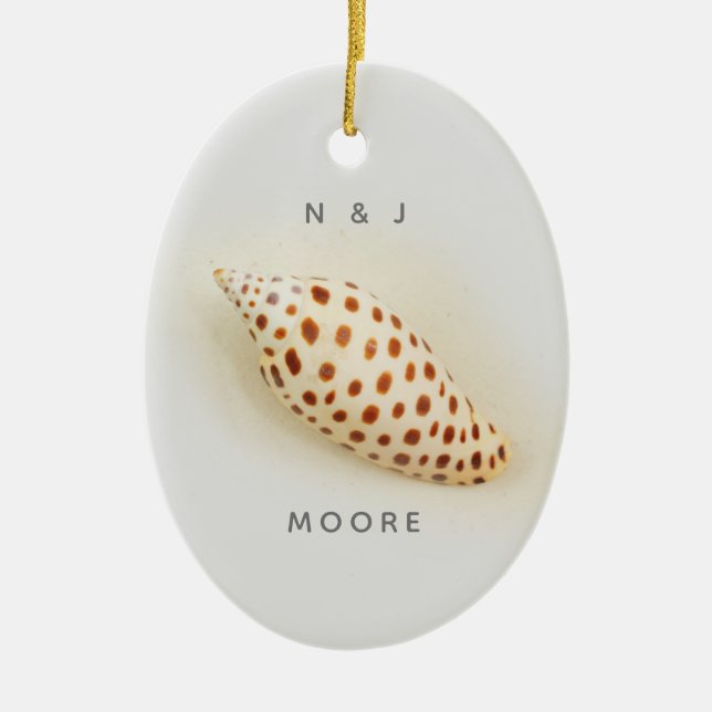 Elegant Tropical Junonia Florida Beach Shell Name Keramik Ornament (Vorne)