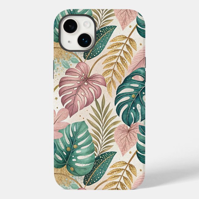Elegant Tropical Monsteras Boho Case-Mate iPhone 14 Plus Hülle (Rückseite)