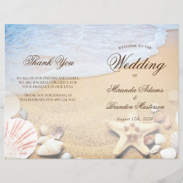Élégant Tropical Plage Mariage Plier Carte Program