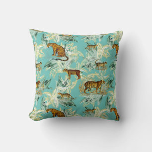 Elegant Tropical Safari Wilde Katzen Tiger Aquamar Kissen