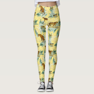 Elegant Tropical Safari Wilde Katzen Tiger Gelb Leggings