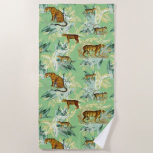 Elegant Tropical Safari Wilde Katzen Tiger Seite G Strandtuch