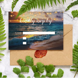 Elégant Tropical Summer Beach Wedding Carte RSVP