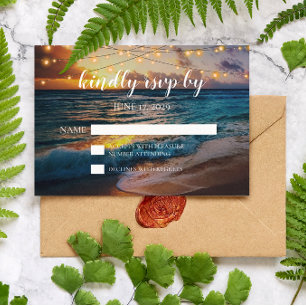 Elégant Tropical Summer Beach Wedding Carte RSVP