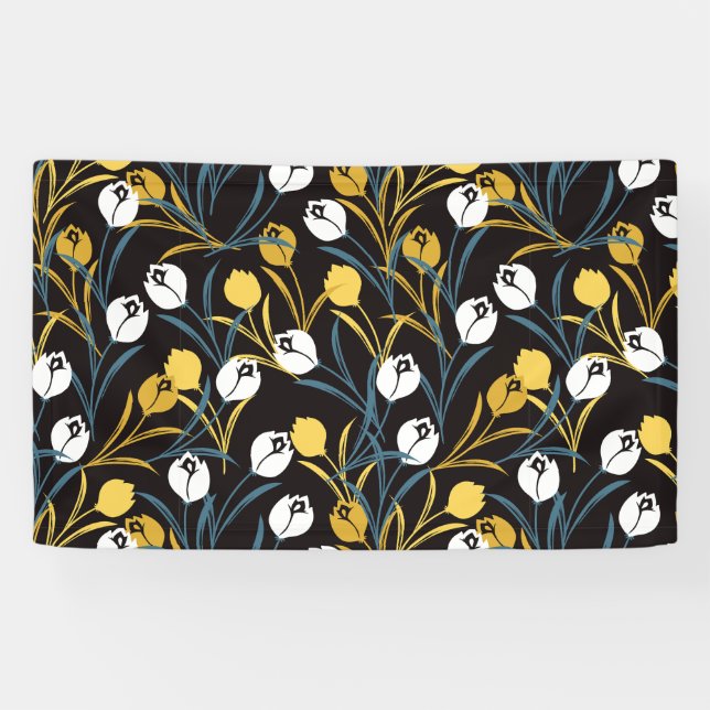 Elegant Tulip Floral Muster Banner (Horizontal)