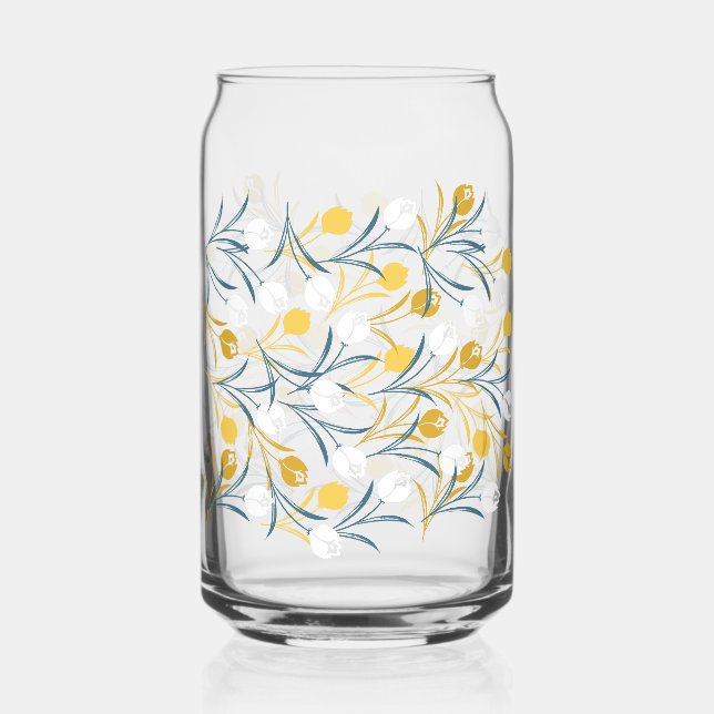 Elegant Tulip Floral Muster Dosenglas (Vorderseite)