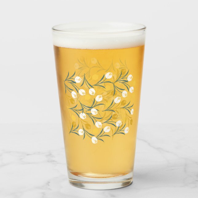 Elegant Tulip Floral Muster Glas (Vorne (Gefüllt))