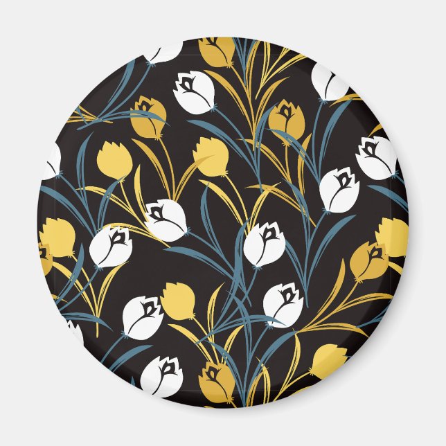 Elegant Tulip Floral Muster Magnet (Vorne)