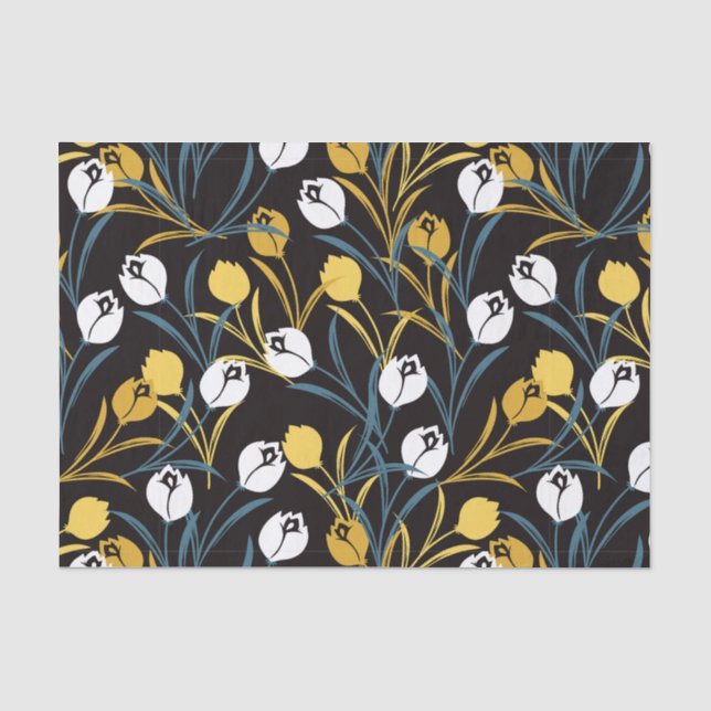 Elegant Tulip Floral Muster Seidenpapier (Vorderseite)