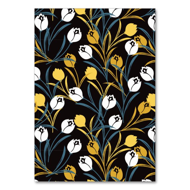 Elegant Tulip Floral Muster Tischnummer (Vorderseite)