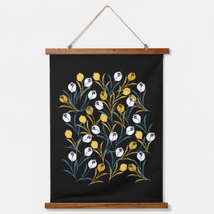 Elegant Tulip Floral Muster Wandteppich Mit Holzrahmen