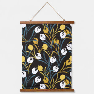 Elegant Tulip Floral Muster Wandteppich Mit Holzrahmen