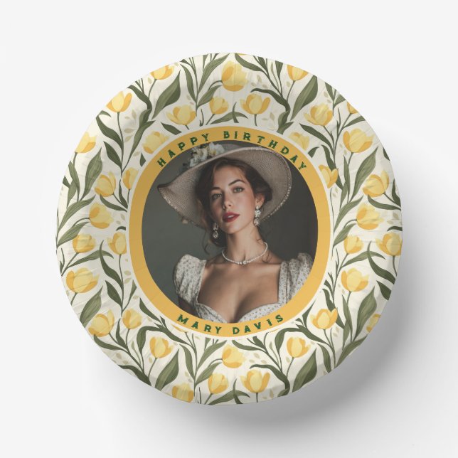 Elegant Tulip Themed Surprise Birthday Party Pappteller (Vorderseite)