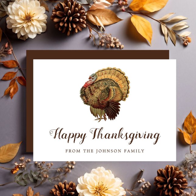 Elegant Turkey Happy Thanksgiving Feiertagskarte (Elegant Turkey Happy Thanksgiving Holiday Card)