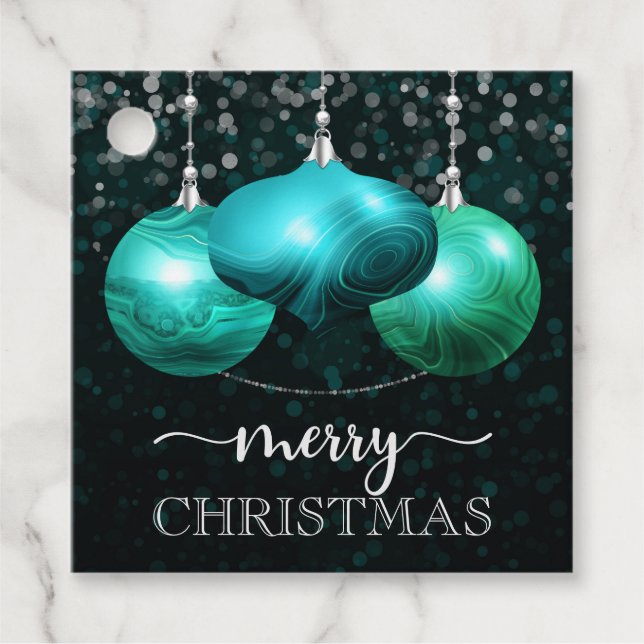 Elegant Türkis Agate Baubles Frohe Weihnachten Geschenkanhänger (Vorderseite)