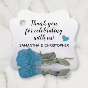 Elegant Türkis Blue Rose Wedding Vielen Dank Geschenkanhänger