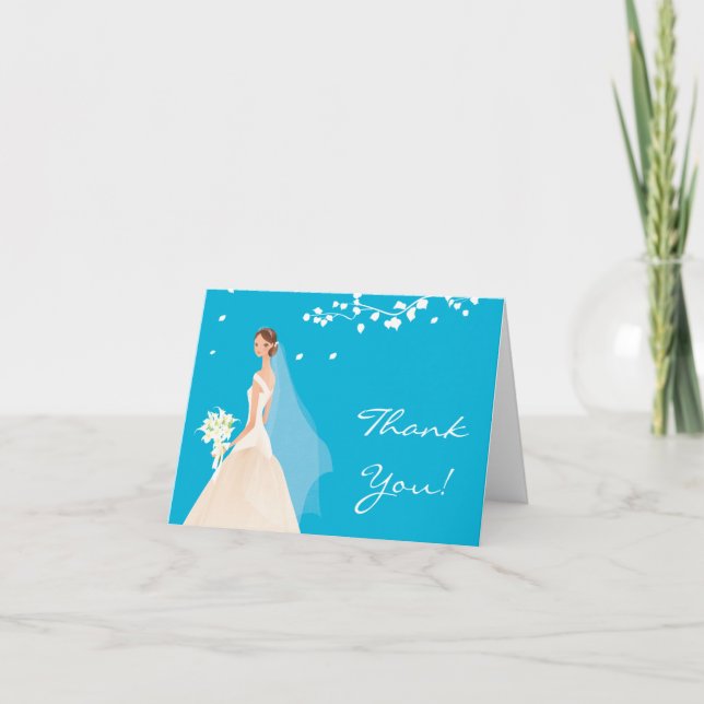 Elegant Türkis Bride Danke Note Card (Vorderseite)