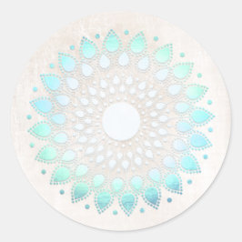 Elegant Türkis Floral Lotus Blume Mandala Runder Aufkleber