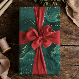 Elegant Türkis Gold Mergel Flüssig Abstract Geschenkpapier