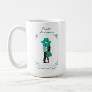 Elegant türkis Happy Anniversary Custom Tasse