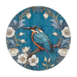 Elegant Türkis Kingfisher Bird Floral Schneidebrett