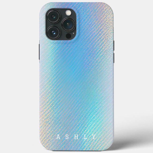 Elegant Türkis und Gold Holographic Case-Mate iPhone Hülle (Rückseite)