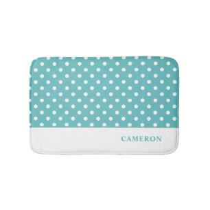 Elegant Türkise Polka Dots Personalisiert Badematte
