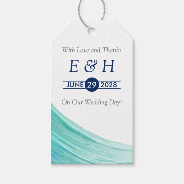 Elegant türkise Tides Beach Wedding Geschenkanhänger (Vorderseite)