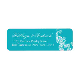 Elegant Türkquoise Paisley Peacock Address Labels