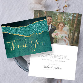 Elegant Turquoise Agate Wedding Dankeschön-Karte Dankeskarte