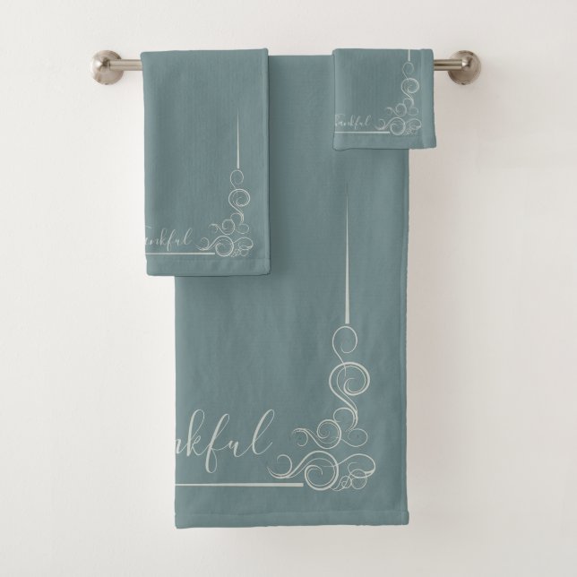 Elégant Turquoise avec Grey Cashmere Thankful (En situation)