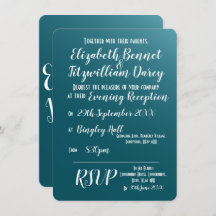 Elégant Turquoise Blue Soir Invitation