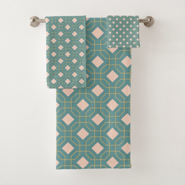 Élégant Turquoise Blush Mid Century Motif moderne (En situation)