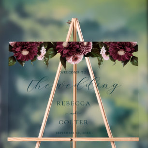 Élégant Turquoise foncé Bourgogne Floral Mariage