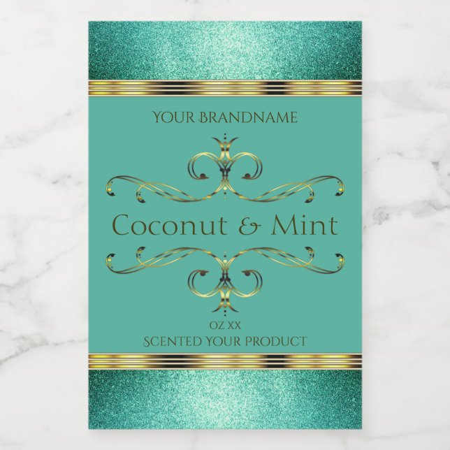 Elégant Turquoise Gold Produit Étiquettes Parties  (Étiquettes simples)