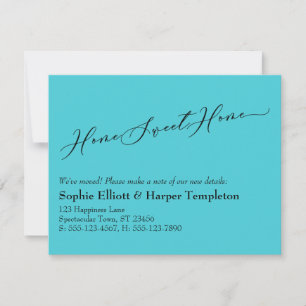 Elégant Turquoise Home Sweet Home Nouvelle carte d