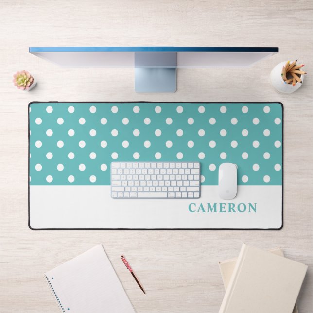 Elégant Turquoise Pois Personnalisé (Bureau 1)