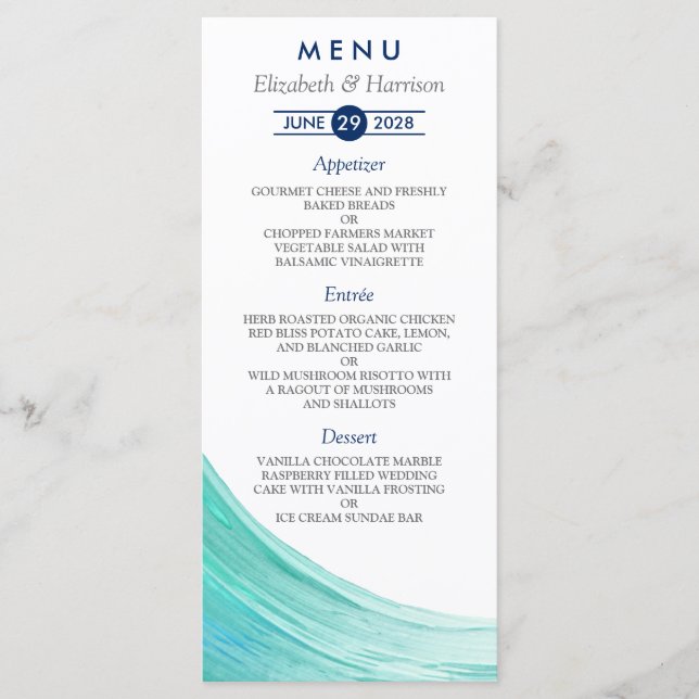 Elégant Turquoise Tides Plage Mariage Cartes de me (Devant)