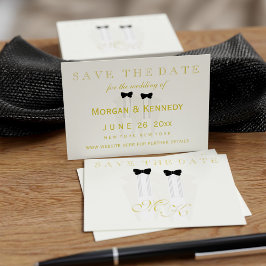 Elegant Tuxedo Groom Wedding speichern Sie die Dat Visitenkarte