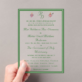 Elegant Two Hearts Catholic Wedding Invitation Acryleinladungen