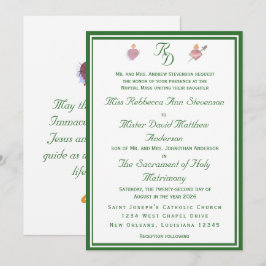Elegant Two Hearts Catholic Wedding Invitation Einladung