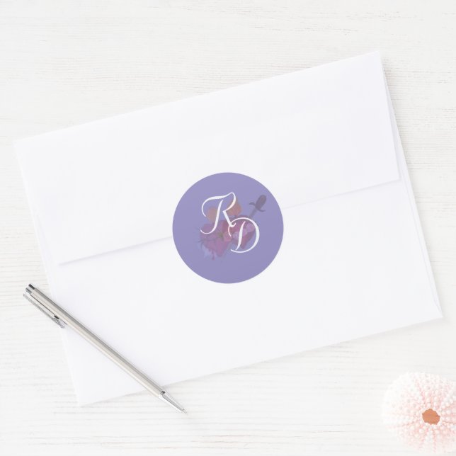 Elegant Two Hearts Catholic Wedding  Runder Aufkleber (Umschlag)