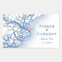 Elegant Tybee Island Georgia Karte Gastgeschenk Ho Rechteckiger Aufkleber