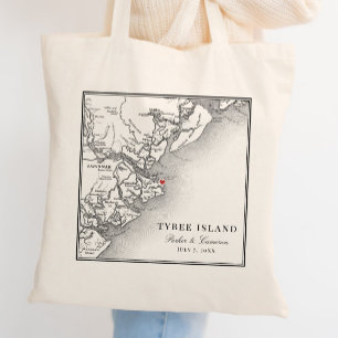 Elegant Tybee Island Georgia Map Wedding Tragetasche