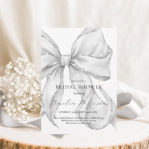 Elegant, tying the knot bridal shower white bow.