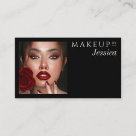 Elegant Typography Black White Photo Makeup Visitenkarte