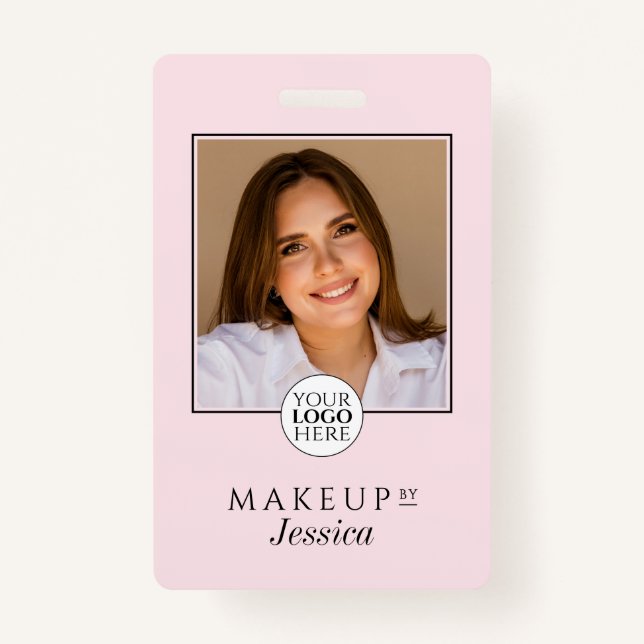 Elegant Typography Blush Pink Photo Makeup Ausweis (Vorderseite)