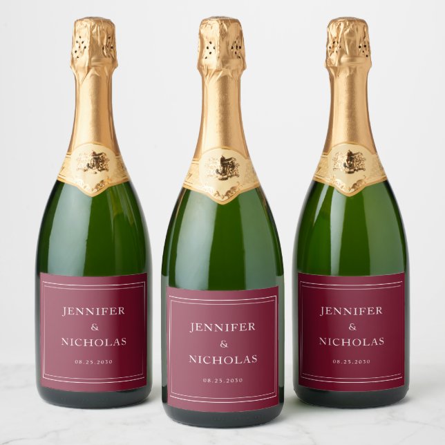 Elegant Typography Burgundy Wedding (Flaschen)