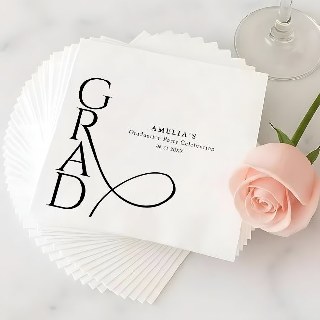 Elegant Typography Modern Grad Party Napkin Serviette (Von Creator hochgeladen)