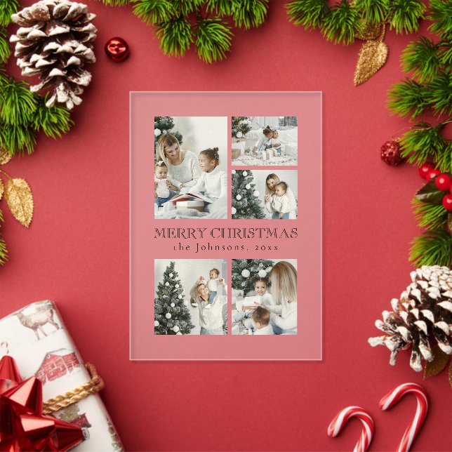 Elegant Typography Photo Collage Christmas Card Acryleinladungen (Insitu (Feiertag))
